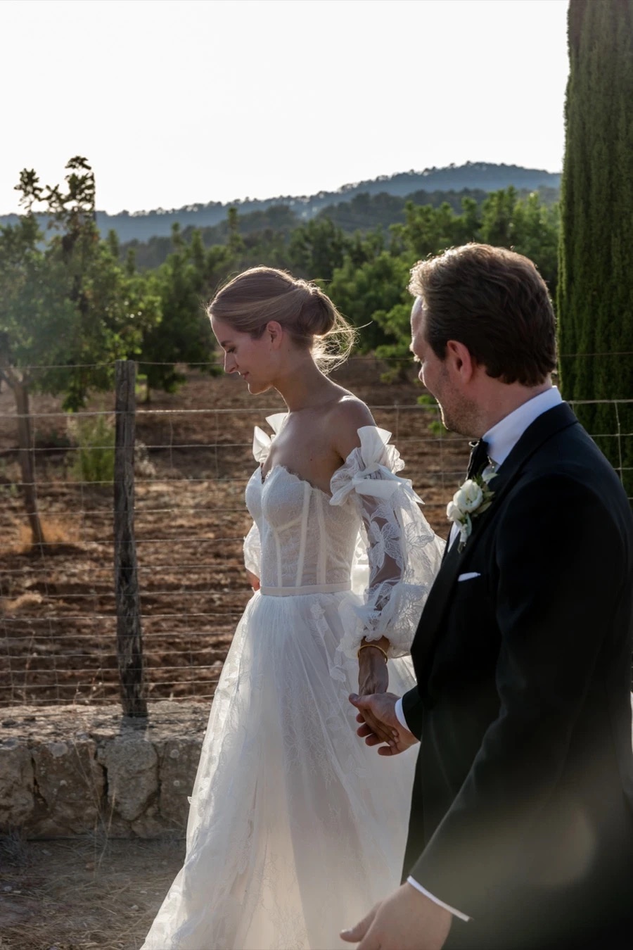 Bride bathed in golden hour light